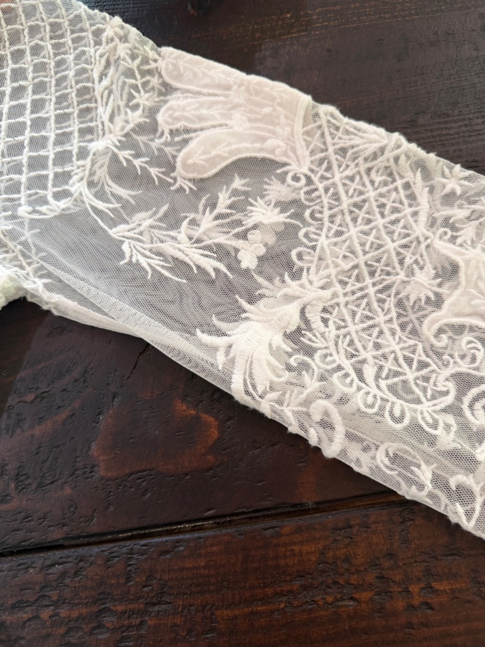 Coastal Grandmother Whimsigoth Soft Surroundings Lace Mesh Blouse Top Ivory M - Picture 14 of 16